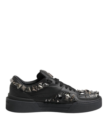 Dolce & Gabbana Black Leather Studded Low Top Sneakers Shoes - Beyzy Store - Dolce & Gabbana