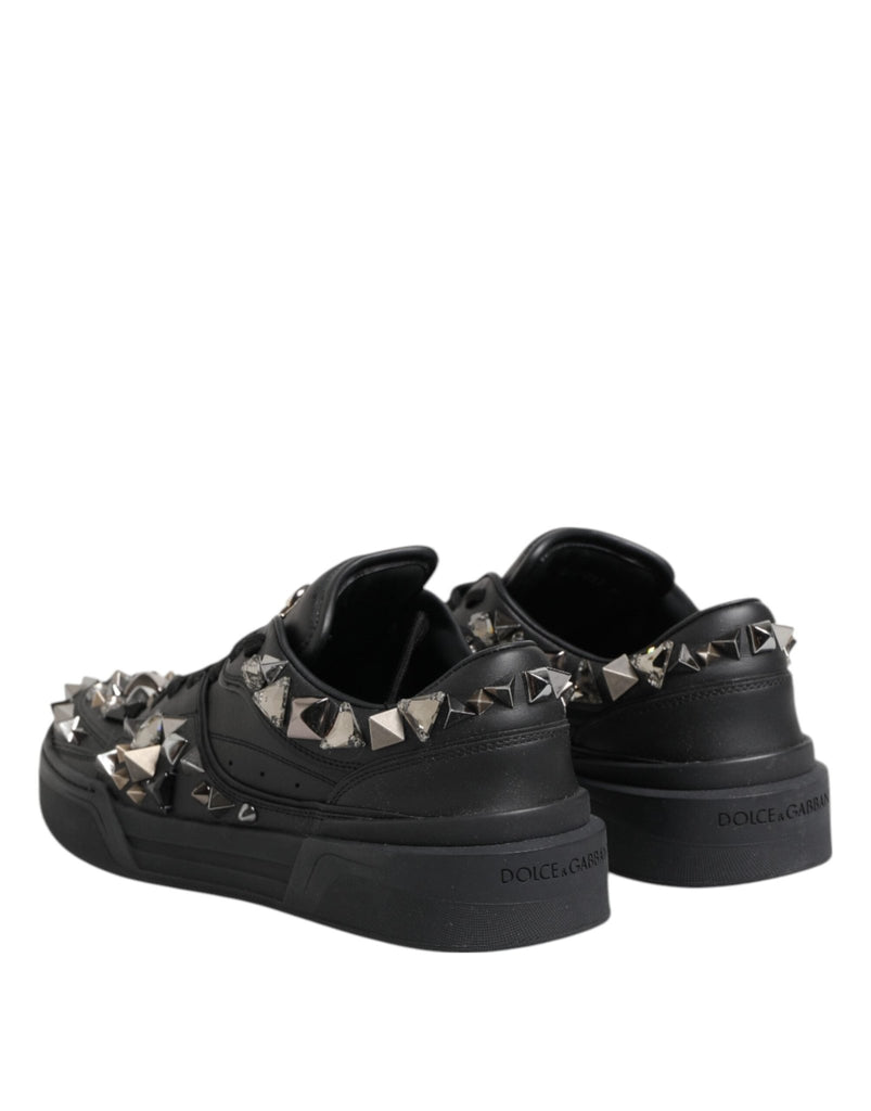 Dolce & Gabbana Black Leather Studded Low Top Sneakers Shoes - Beyzy Store - Dolce & Gabbana
