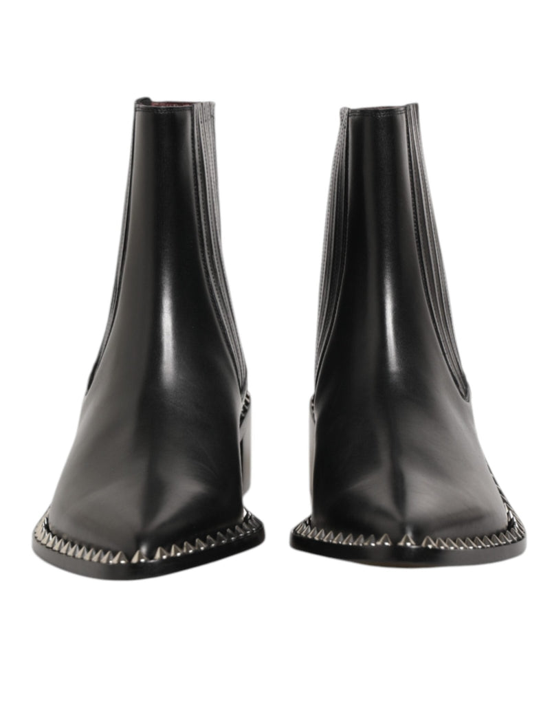Dolce & Gabbana Black Leather Studded Men Short Boots Shoes - Beyzy Store - Dolce & Gabbana