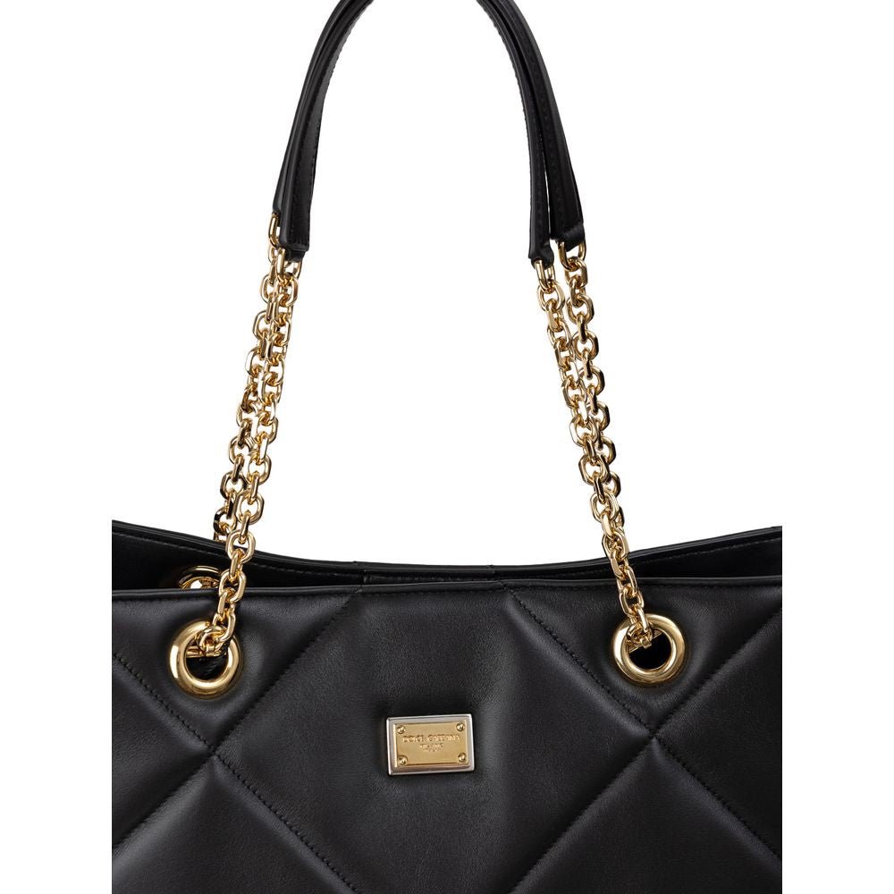Dolce & Gabbana Black Leather Tote Bag - Beyzy Store - Dolce & Gabbana