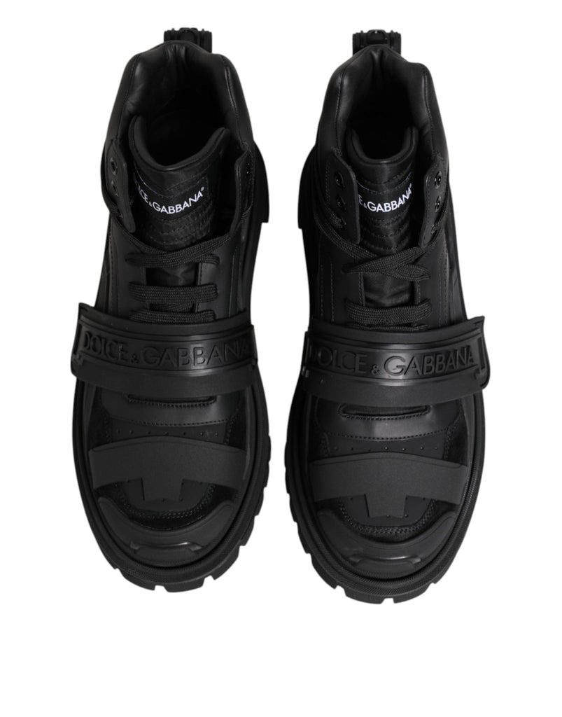 Dolce & Gabbana Black Leather Trekking Sneakers Boots Shoes - Beyzy Store - Dolce & Gabbana