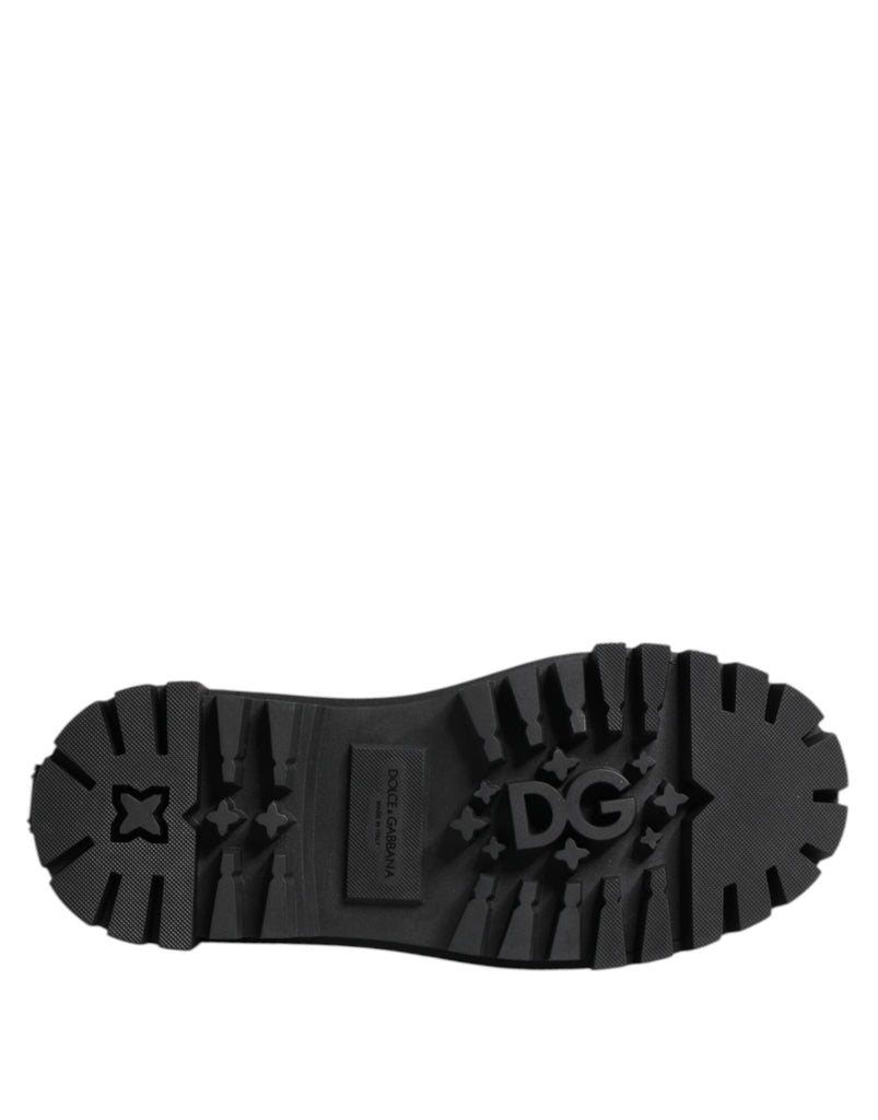 Dolce & Gabbana Black Leather Trekking Sneakers Boots Shoes - Beyzy Store - Dolce & Gabbana