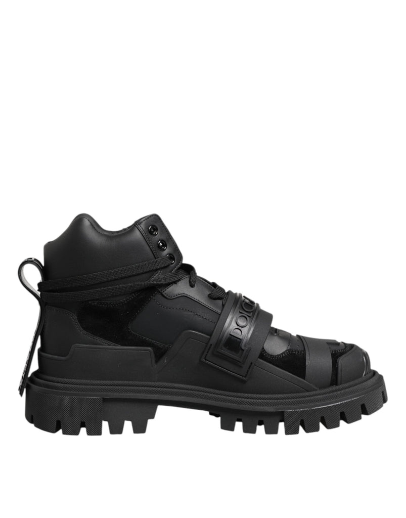 Dolce & Gabbana Black Leather Trekking Sneakers Boots Shoes - Beyzy Store - Dolce & Gabbana