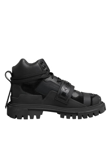 Dolce & Gabbana Black Leather Trekking Sneakers Boots Shoes - Beyzy Store - Dolce & Gabbana