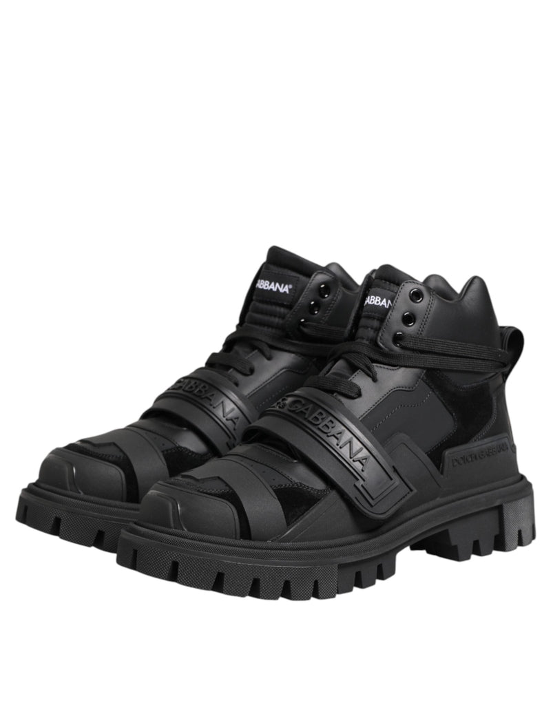 Dolce & Gabbana Black Leather Trekking Sneakers Boots Shoes - Beyzy Store - Dolce & Gabbana