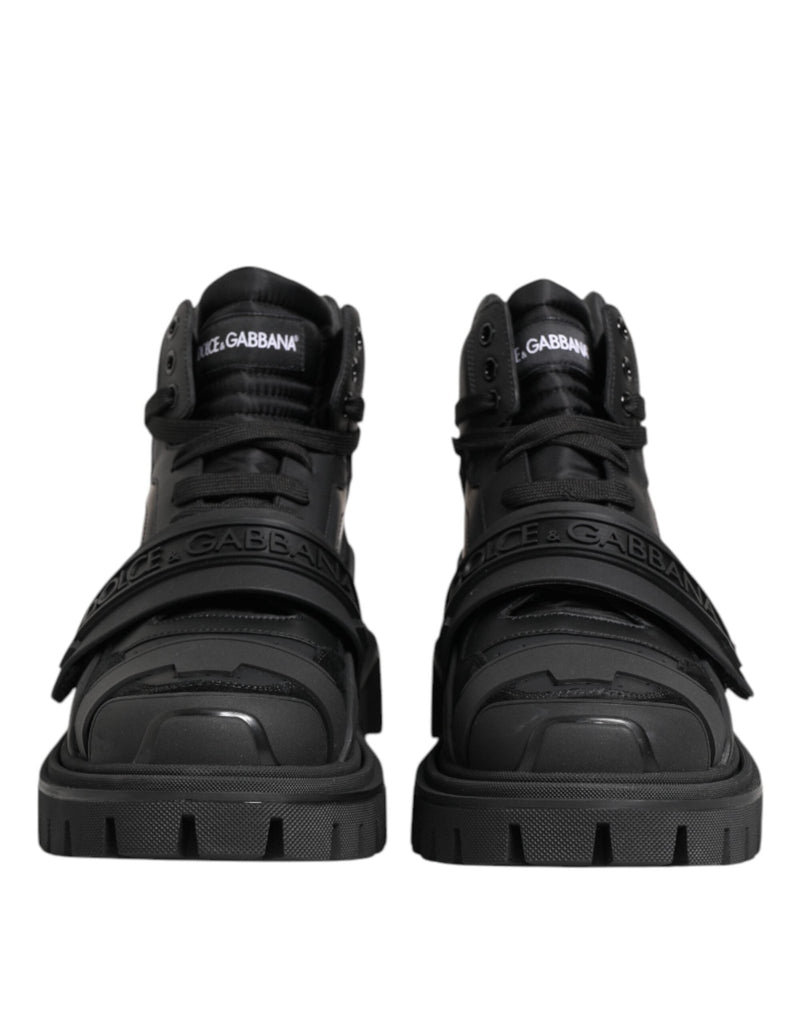 Dolce & Gabbana Black Leather Trekking Sneakers Boots Shoes - Beyzy Store - Dolce & Gabbana