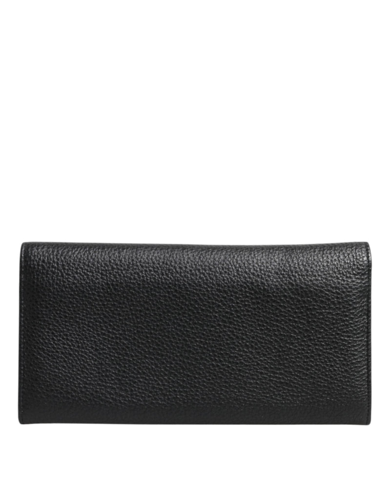 Dolce & Gabbana Black Leather Trifold Logo Plaque Card Holder Wallet - Beyzy Store - Dolce & Gabbana