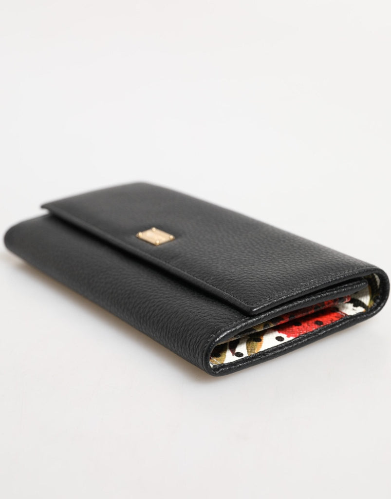Dolce & Gabbana Black Leather Trifold Logo Plaque Card Holder Wallet - Beyzy Store - Dolce & Gabbana