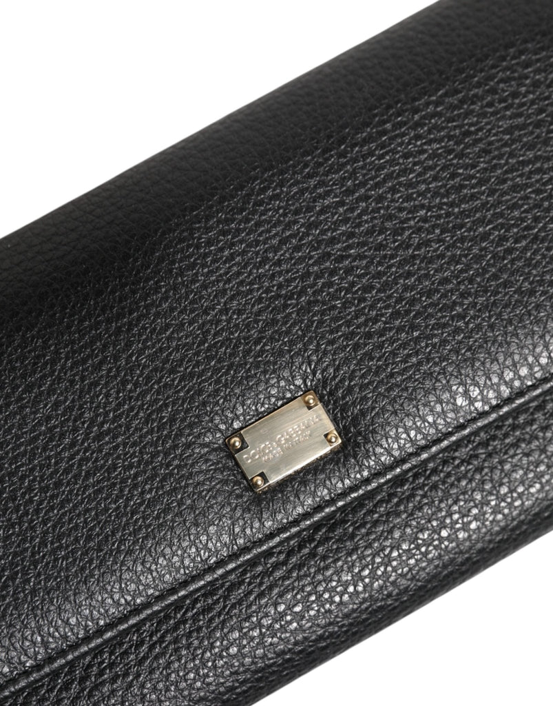 Dolce & Gabbana Black Leather Trifold Logo Plaque Card Holder Wallet - Beyzy Store - Dolce & Gabbana