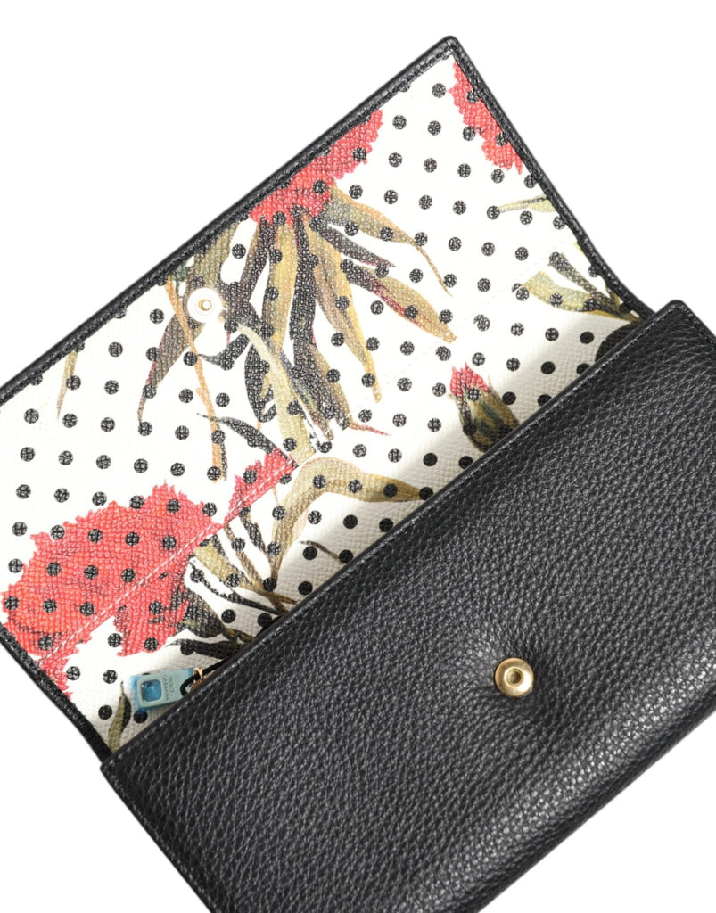 Dolce & Gabbana Black Leather Trifold Logo Plaque Card Holder Wallet - Beyzy Store - Dolce & Gabbana