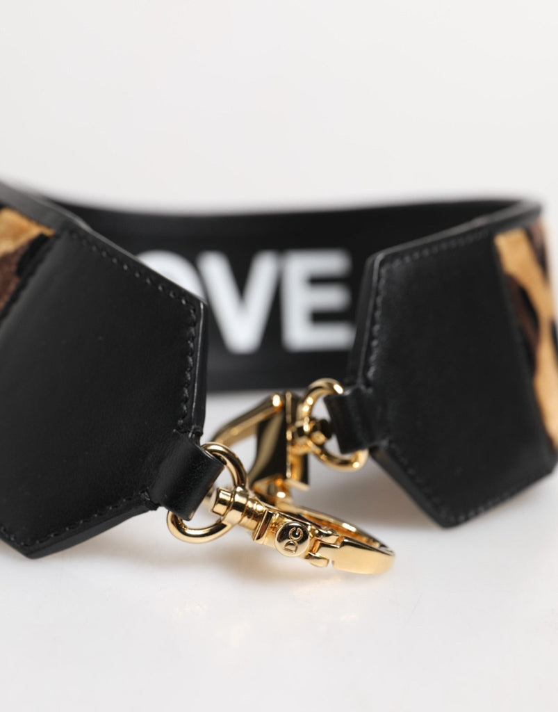 Dolce & Gabbana Black Leopard Print Reversible Bag Shoulder Strap - Beyzy Store - Dolce & Gabbana