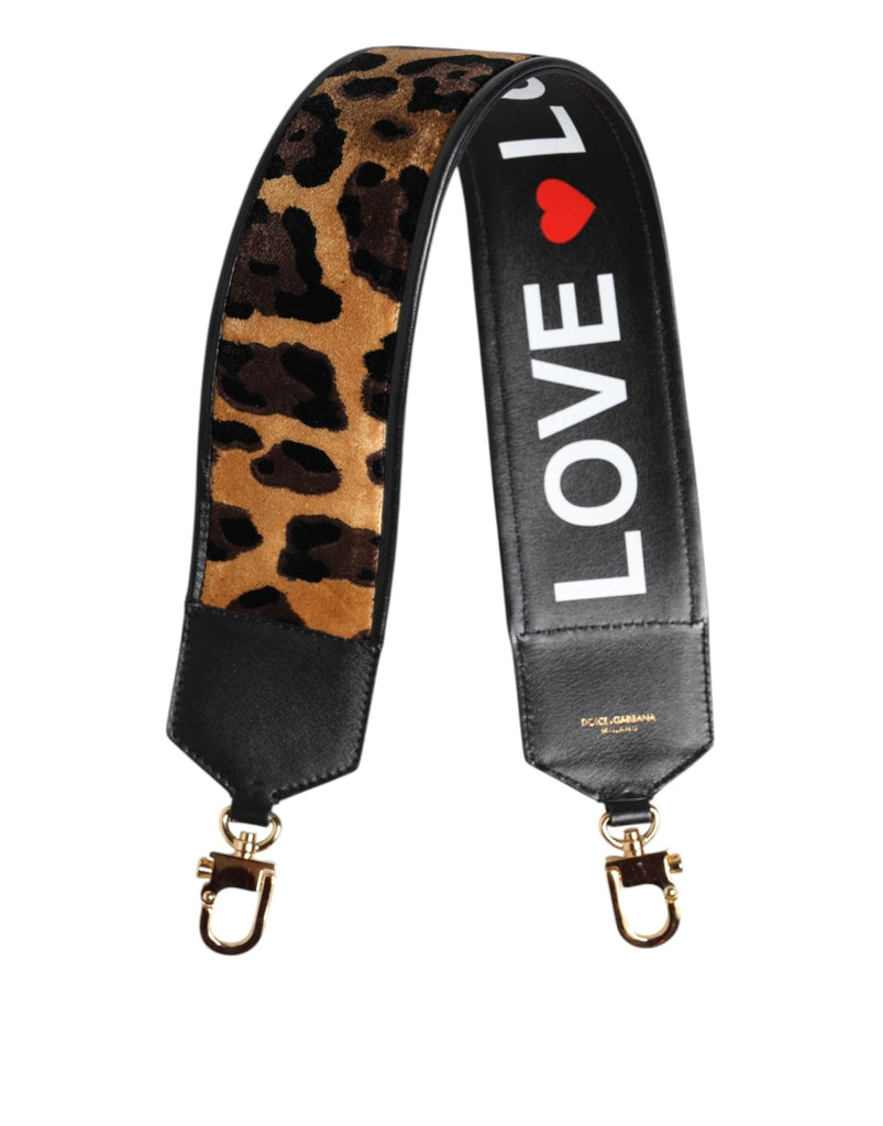 Dolce & Gabbana Black Leopard Print Reversible Bag Shoulder Strap - Beyzy Store - Dolce & Gabbana