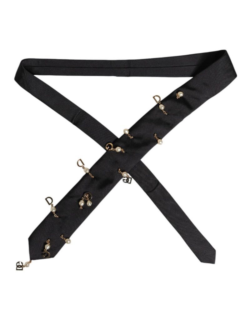Dolce & Gabbana Black Logo Embellished Adjustable Necktie Tie - Beyzy Store - Dolce & Gabbana