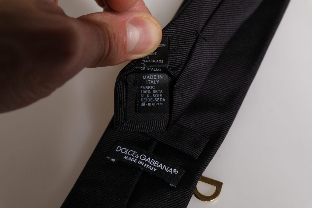 Dolce & Gabbana Black Logo Embellished Adjustable Necktie Tie - Beyzy Store - Dolce & Gabbana