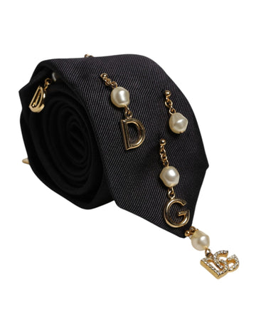 Dolce & Gabbana Black Logo Embellished Adjustable Necktie Tie - Beyzy Store - Dolce & Gabbana