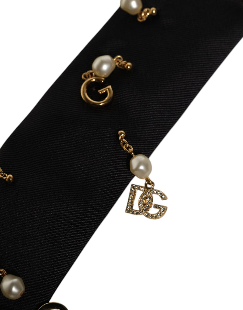 Dolce & Gabbana Black Logo Embellished Adjustable Necktie Tie - Beyzy Store - Dolce & Gabbana