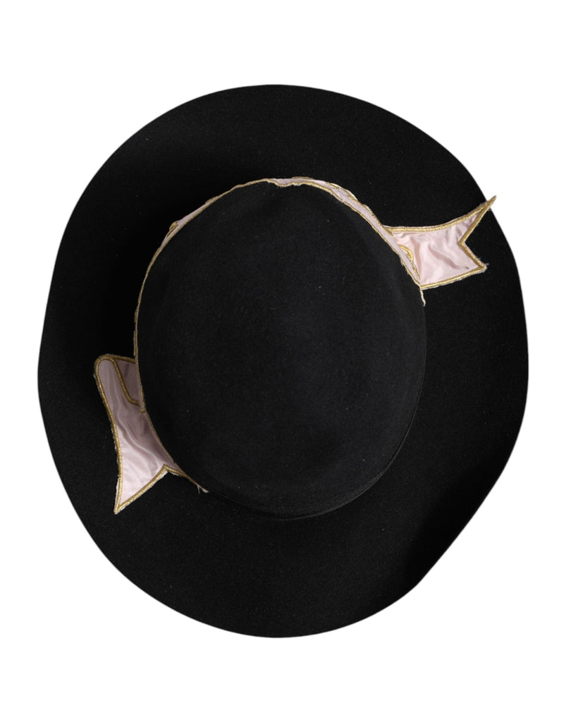 Dolce & Gabbana Black Logo Embroidered Women Wide Brim Hat - Beyzy Store - Dolce & Gabbana