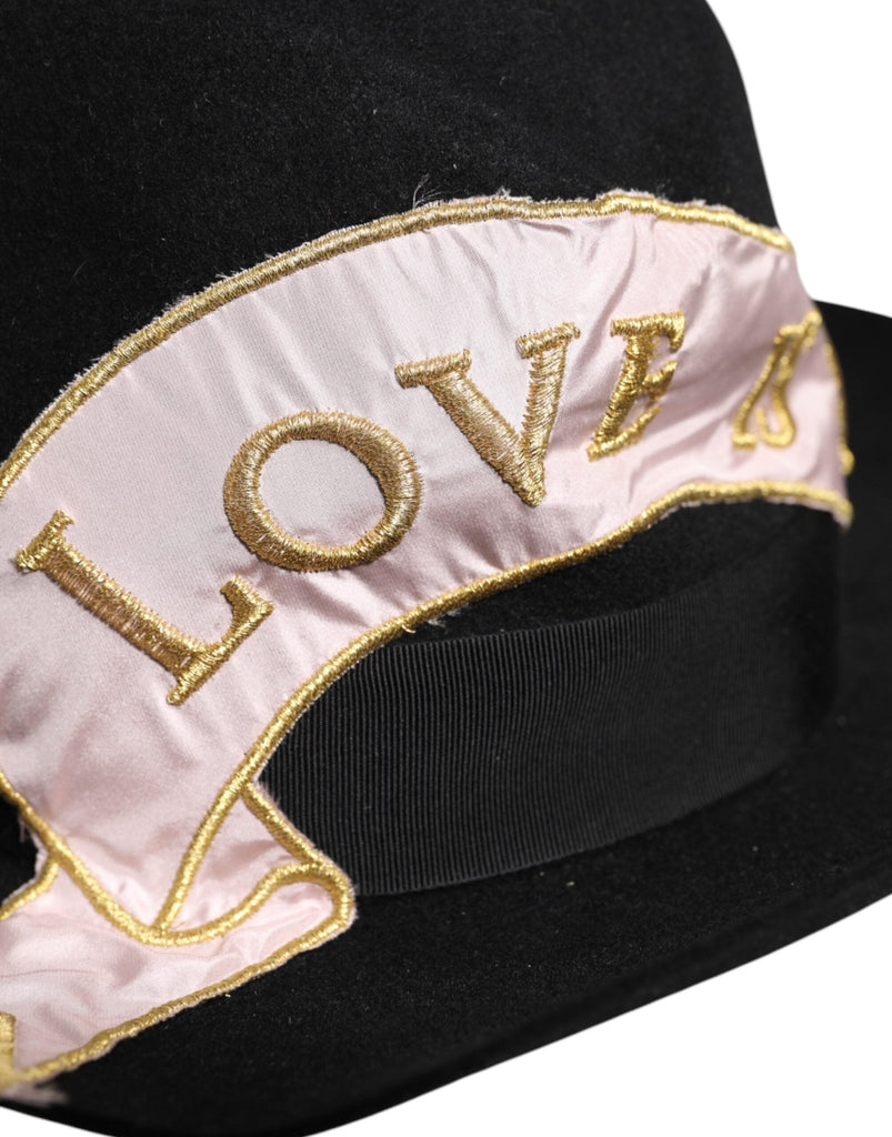 Dolce & Gabbana Black Logo Embroidered Women Wide Brim Hat - Beyzy Store - Dolce & Gabbana