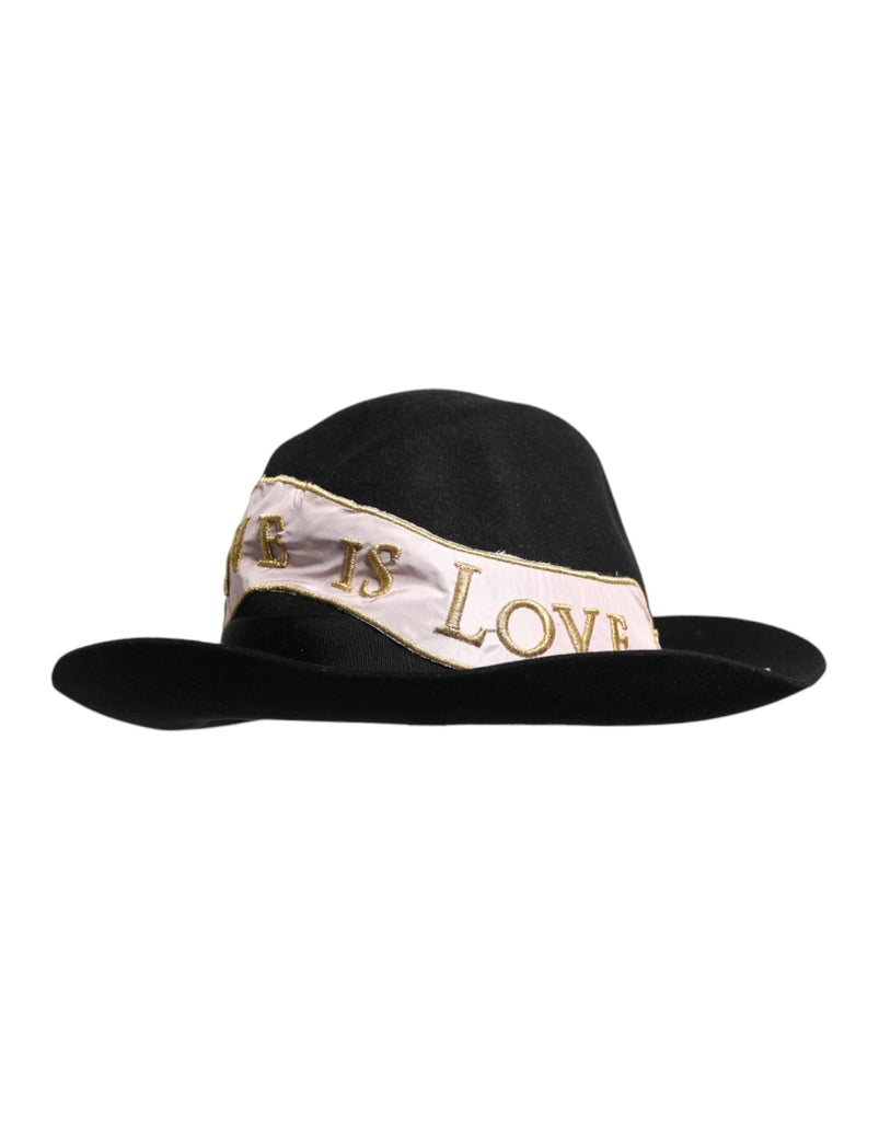 Dolce & Gabbana Black Logo Embroidered Women Wide Brim Hat - Beyzy Store - Dolce & Gabbana