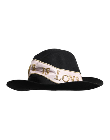 Dolce & Gabbana Black Logo Embroidered Women Wide Brim Hat - Beyzy Store - Dolce & Gabbana