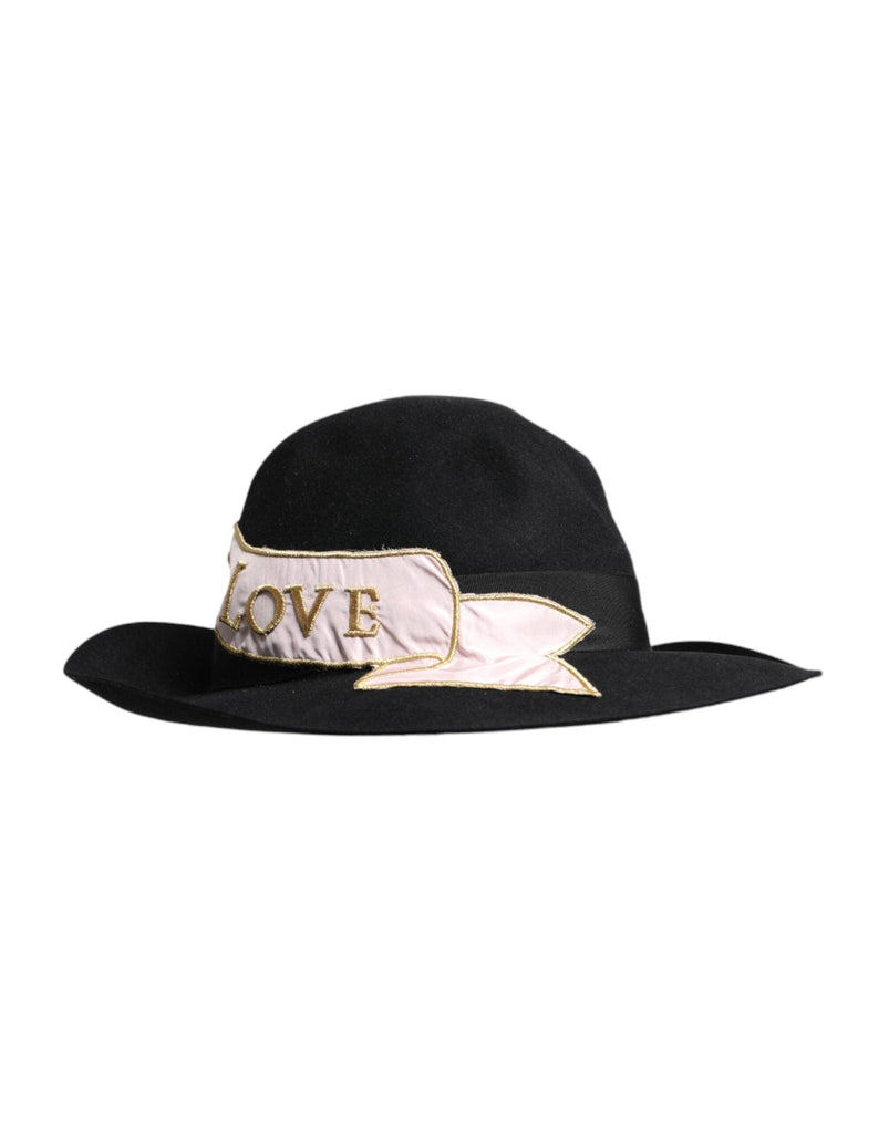 Dolce & Gabbana Black Logo Embroidered Women Wide Brim Hat - Beyzy Store - Dolce & Gabbana