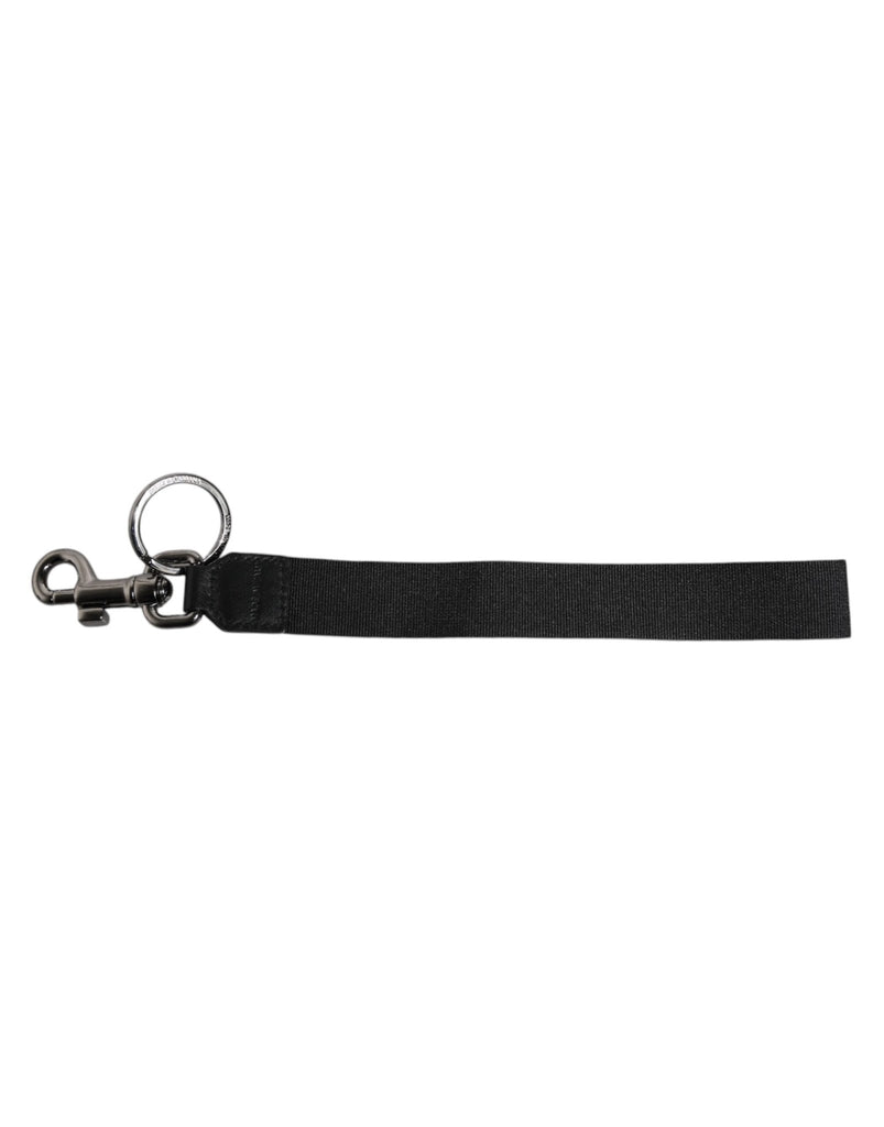 Dolce & Gabbana Black Logo Nylon Silver Brass Men Holder Keychain Keyring - Beyzy Store - Dolce & Gabbana