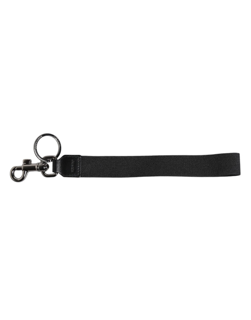 Dolce & Gabbana Black Logo Nylon Silver Brass Men Holder Keychain Keyring - Beyzy Store - Dolce & Gabbana