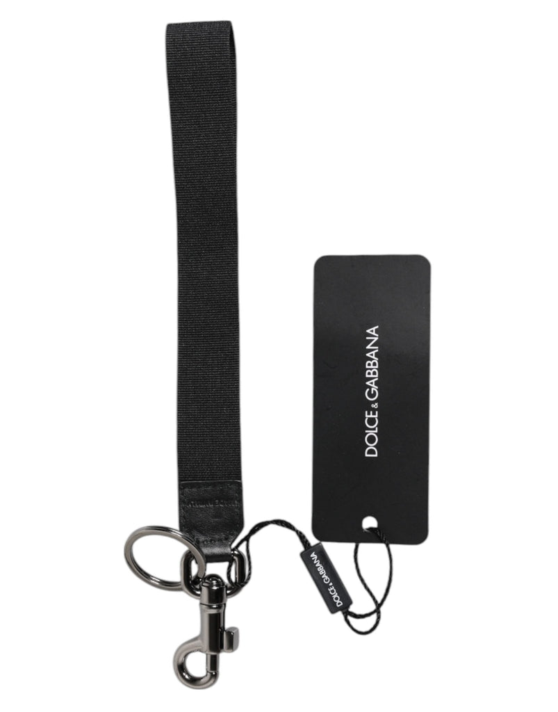 Dolce & Gabbana Black Logo Nylon Silver Brass Men Holder Keychain Keyring - Beyzy Store - Dolce & Gabbana