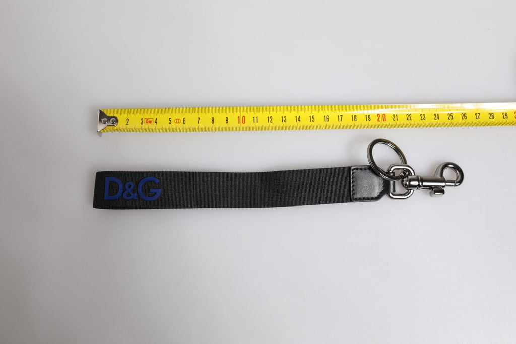 Dolce & Gabbana Black Logo Nylon Silver Brass Men Holder Keychain Keyring - Beyzy Store - Dolce & Gabbana