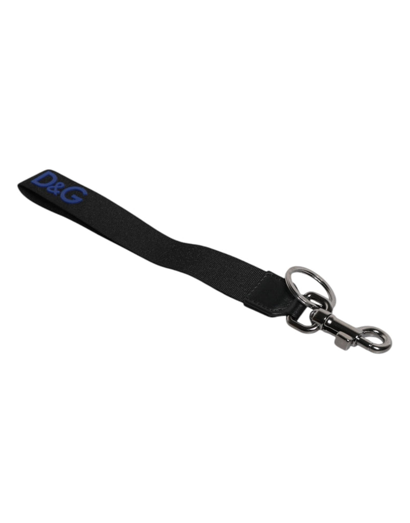 Dolce & Gabbana Black Logo Nylon Silver Brass Men Holder Keychain Keyring - Beyzy Store - Dolce & Gabbana