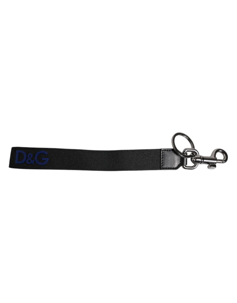 Dolce & Gabbana Black Logo Nylon Silver Brass Men Holder Keychain Keyring - Beyzy Store - Dolce & Gabbana