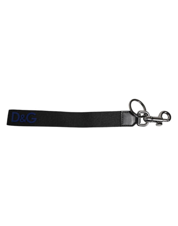Dolce & Gabbana Black Logo Nylon Silver Brass Men Holder Keychain Keyring - Beyzy Store - Dolce & Gabbana