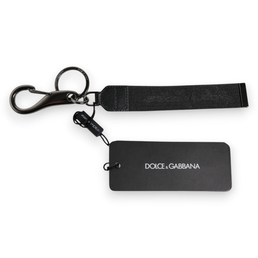 Dolce & Gabbana Black Logo Nylon Silver Brass Men Holder Keychain Keyring - Beyzy Store - Dolce & Gabbana