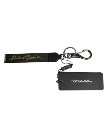 Dolce & Gabbana Black Logo Nylon Silver Brass Men Holder Keychain Keyring - Beyzy Store - Dolce & Gabbana
