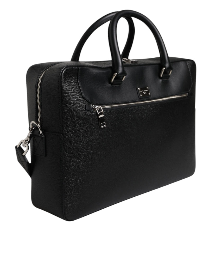 Dolce & Gabbana Black Logo Plaque Double Handle Messenger Bag - Beyzy Store - Dolce & Gabbana
