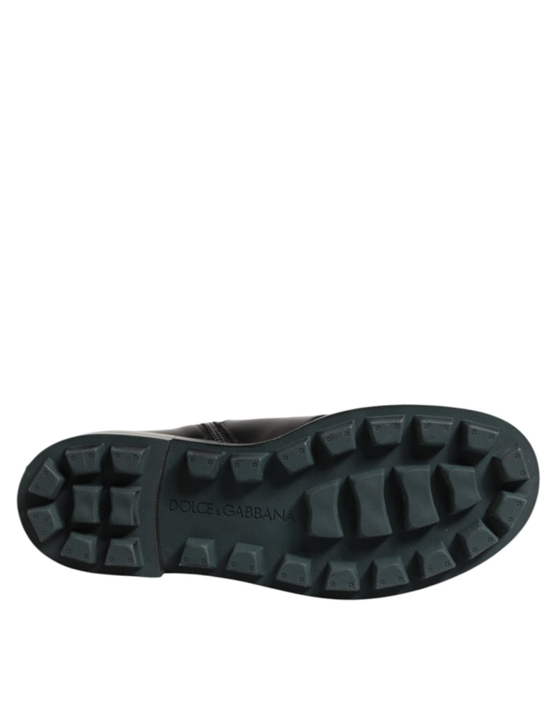Dolce & Gabbana Black Logo Plaque Mid Calf Biker Boots Shoes - Beyzy Store - Dolce & Gabbana