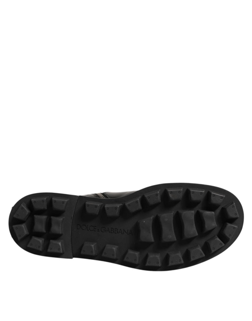 Dolce & Gabbana Black Logo Plaque Mid Calf Biker Boots Shoes - Beyzy Store - Dolce & Gabbana