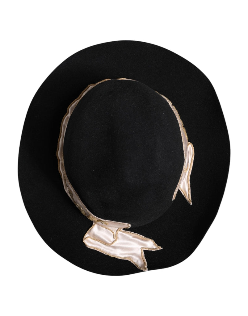 Dolce & Gabbana Black Logo Sequin Embroidery Wide Brim Hat - Beyzy Store - Dolce & Gabbana
