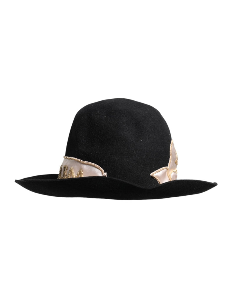 Dolce & Gabbana Black Logo Sequin Embroidery Wide Brim Hat - Beyzy Store - Dolce & Gabbana