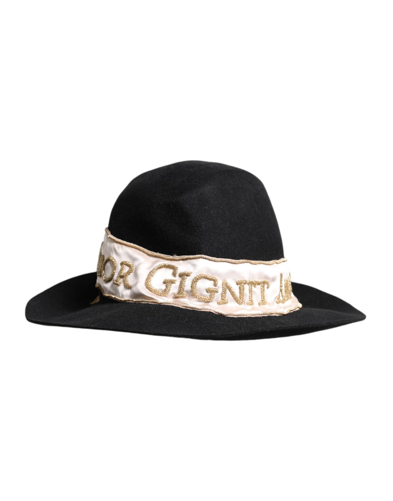 Dolce & Gabbana Black Logo Sequin Embroidery Wide Brim Hat - Beyzy Store - Dolce & Gabbana