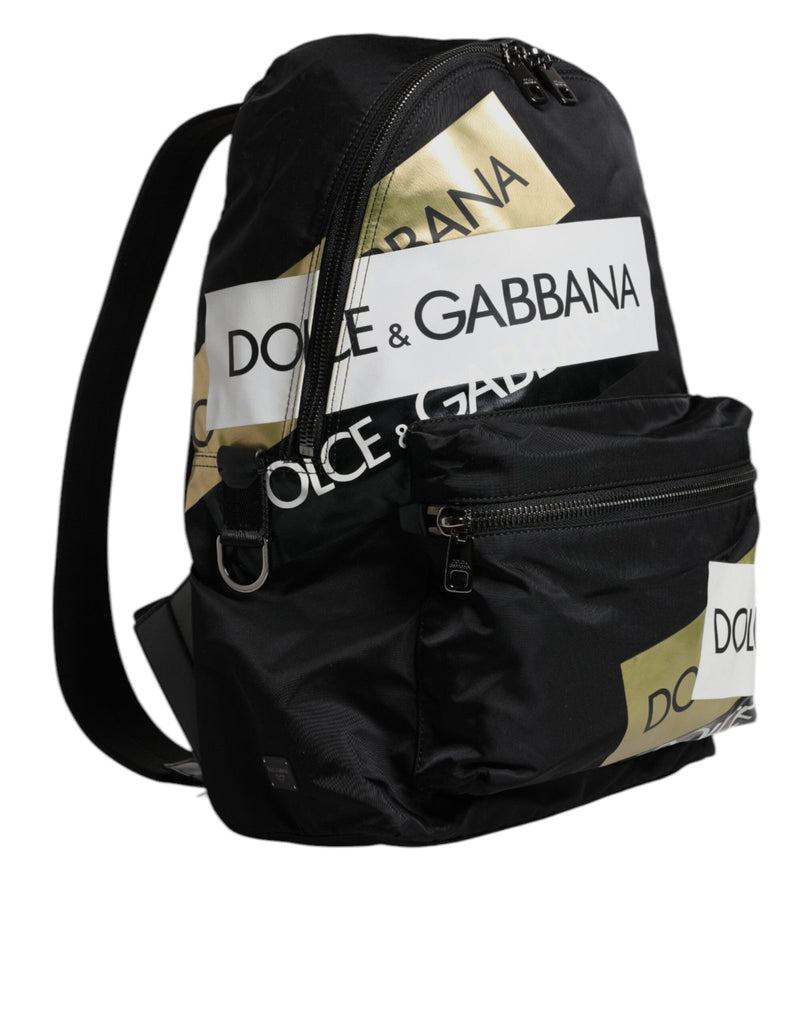 Dolce & Gabbana Black Logo Tape Polyamide School Travel Backpack Men Bag - Beyzy Store - Dolce & Gabbana
