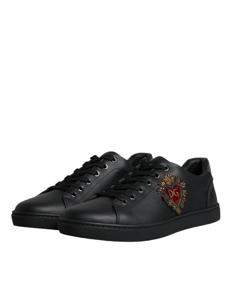 Dolce & Gabbana Black London Sacred Heart Men Sneakers Shoes - Beyzy Store - Dolce & Gabbana