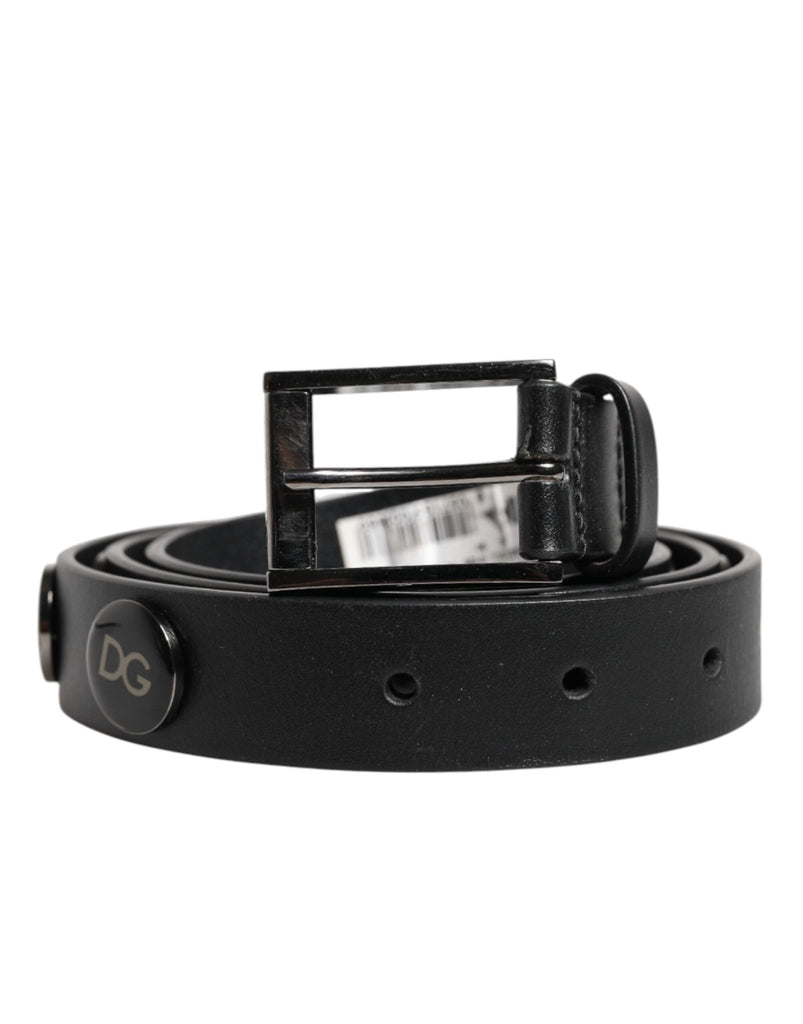 Dolce & Gabbana Black Luxury Leather DG Studs Buckle Belt - Beyzy Store - Dolce & Gabbana
