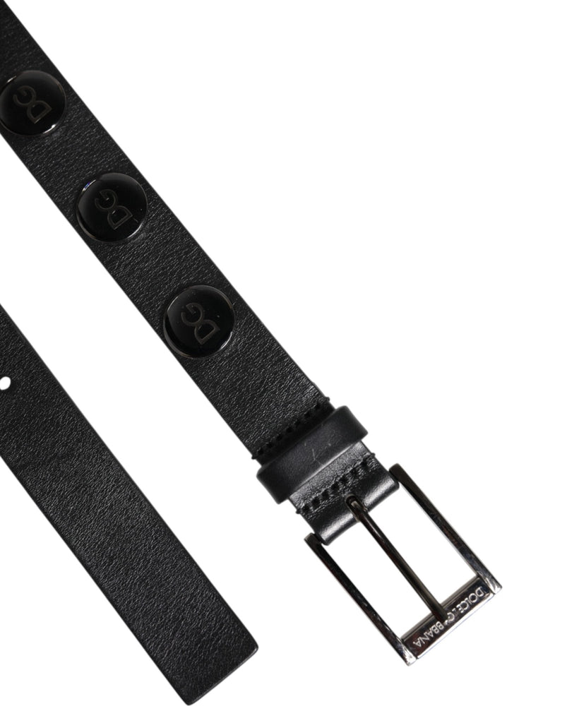 Dolce & Gabbana Black Luxury Leather DG Studs Buckle Belt - Beyzy Store - Dolce & Gabbana