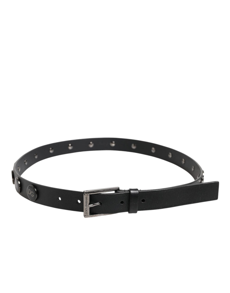 Dolce & Gabbana Black Luxury Leather DG Studs Buckle Belt - Beyzy Store - Dolce & Gabbana
