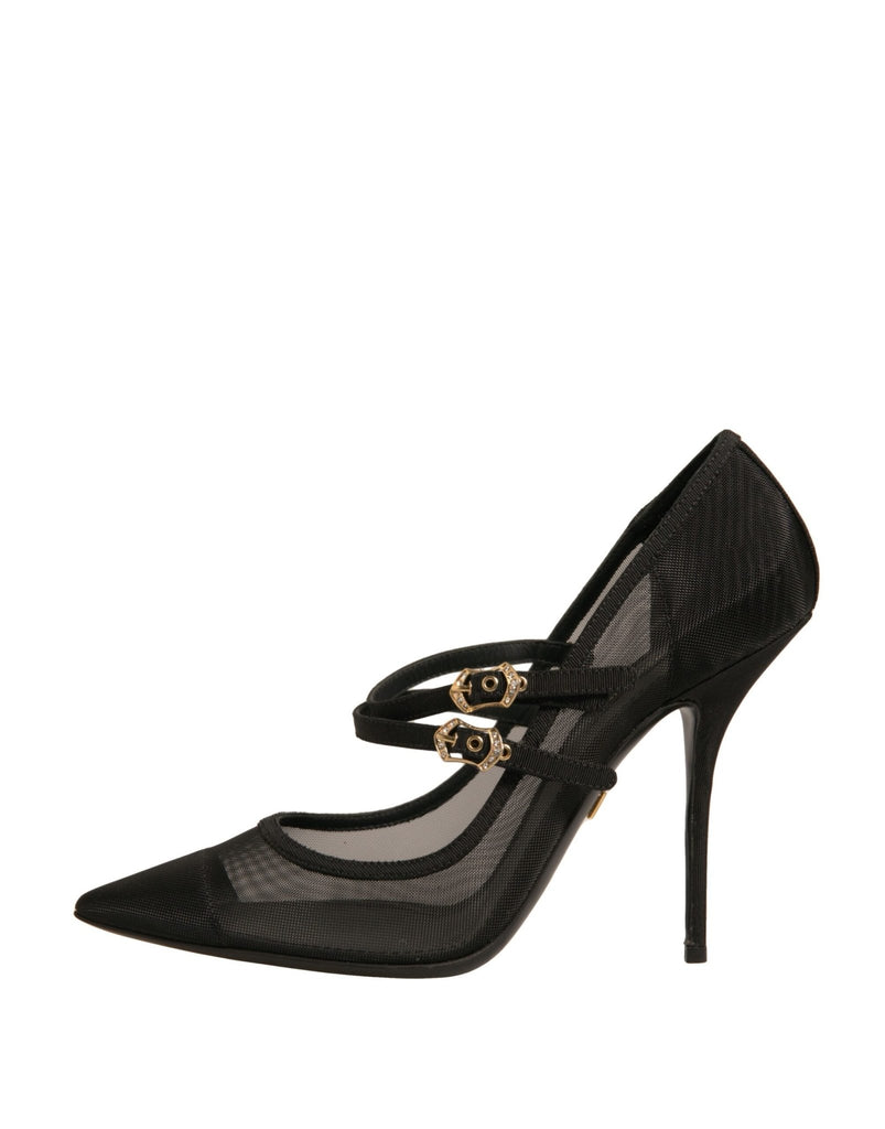 Dolce & Gabbana Black Mesh Mary Jane High Heels Pumps Shoes - Beyzy Store - Dolce & Gabbana