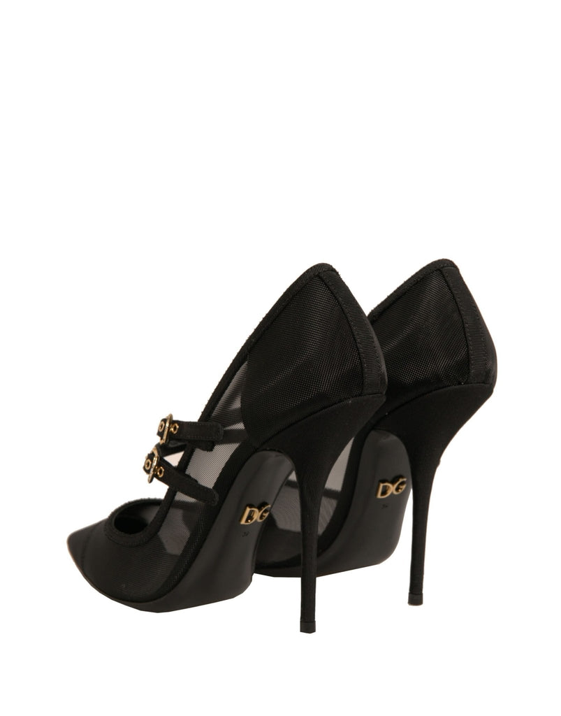 Dolce & Gabbana Black Mesh Mary Jane High Heels Pumps Shoes - Beyzy Store - Dolce & Gabbana