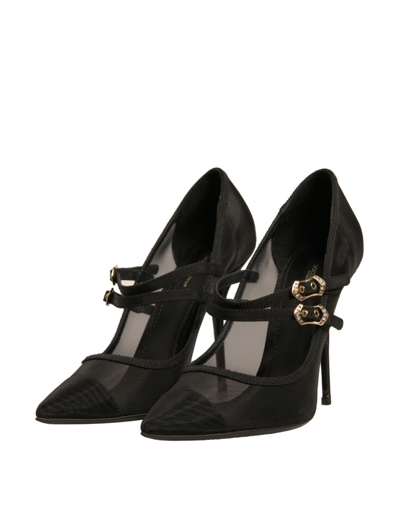 Dolce & Gabbana Black Mesh Mary Jane High Heels Pumps Shoes - Beyzy Store - Dolce & Gabbana