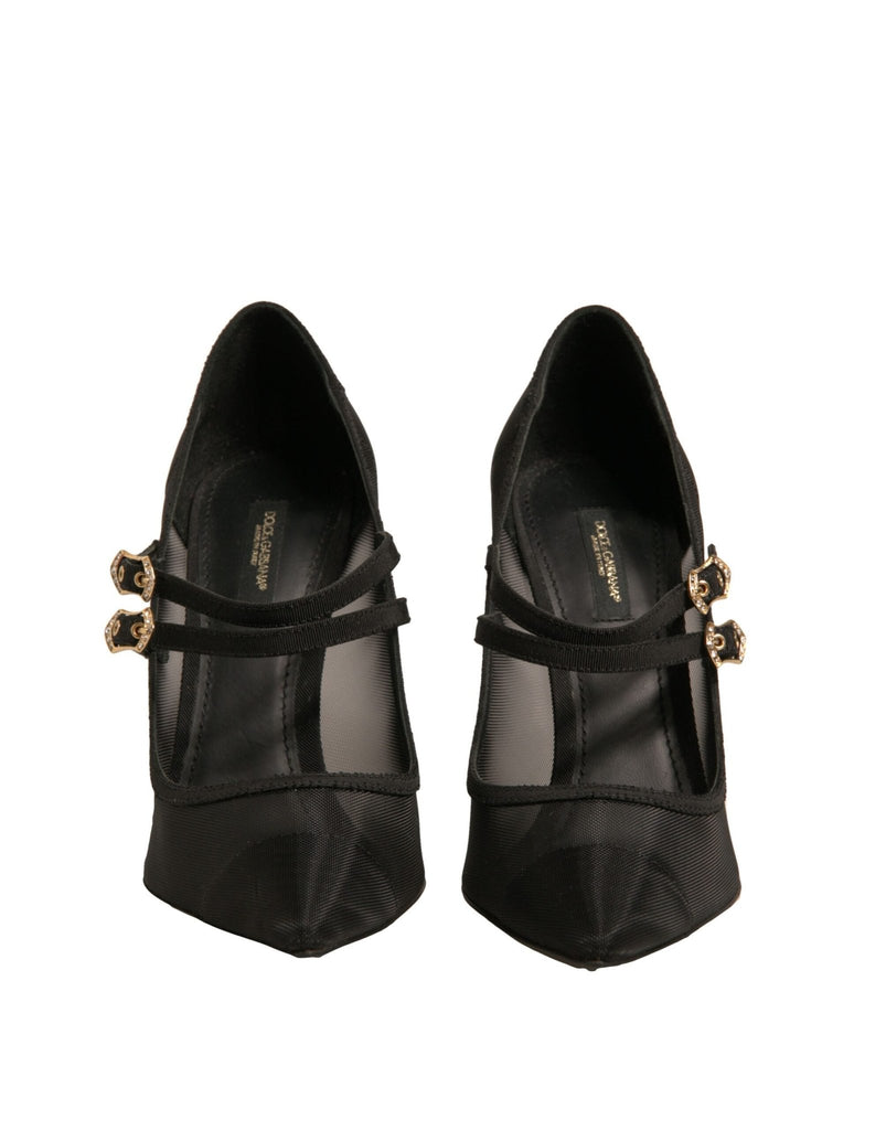 Dolce & Gabbana Black Mesh Mary Jane High Heels Pumps Shoes - Beyzy Store - Dolce & Gabbana