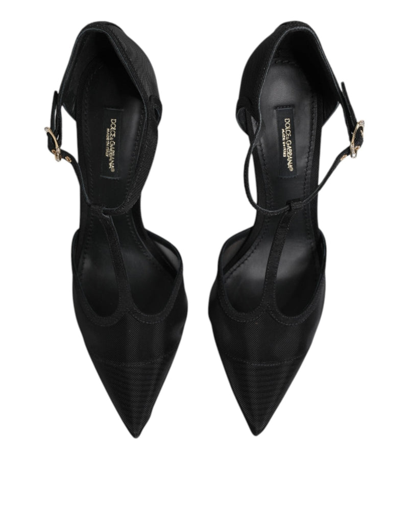 Dolce & Gabbana Black Mesh T - strap Stiletto High Heels Shoes - Beyzy Store - Dolce & Gabbana